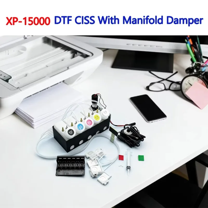 DTF  Printer CISS System White Ink Mixer Timer With Printhead Manifold Dampers Convert To DTF Kit For Epson XP-15000 XP 15000
