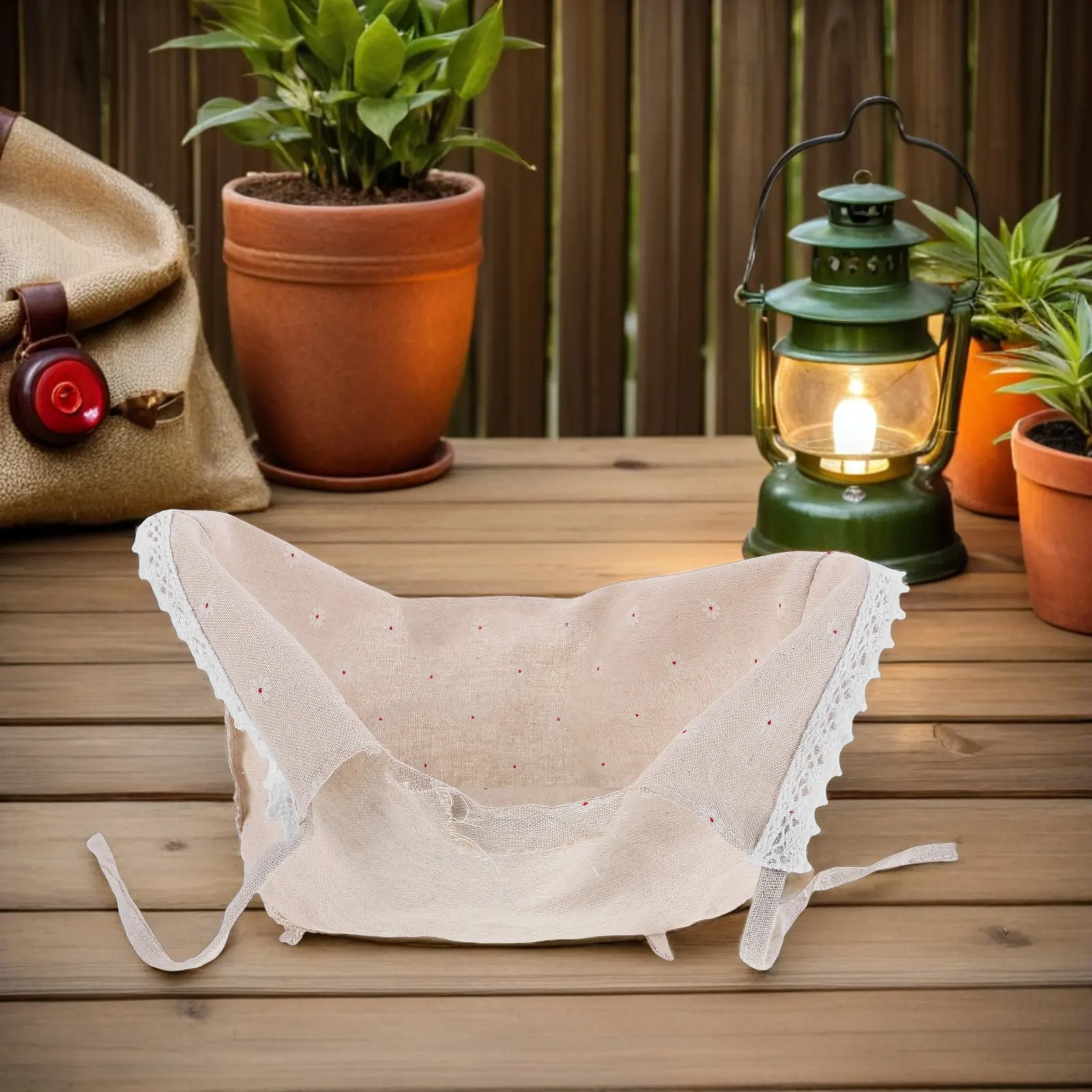 4Pcs Washable Fabric Basket Liners Fitted Replacement for Wicker Picnic Storage Baskets Boho Farmhouse Pattern Decorative Cloth view 3