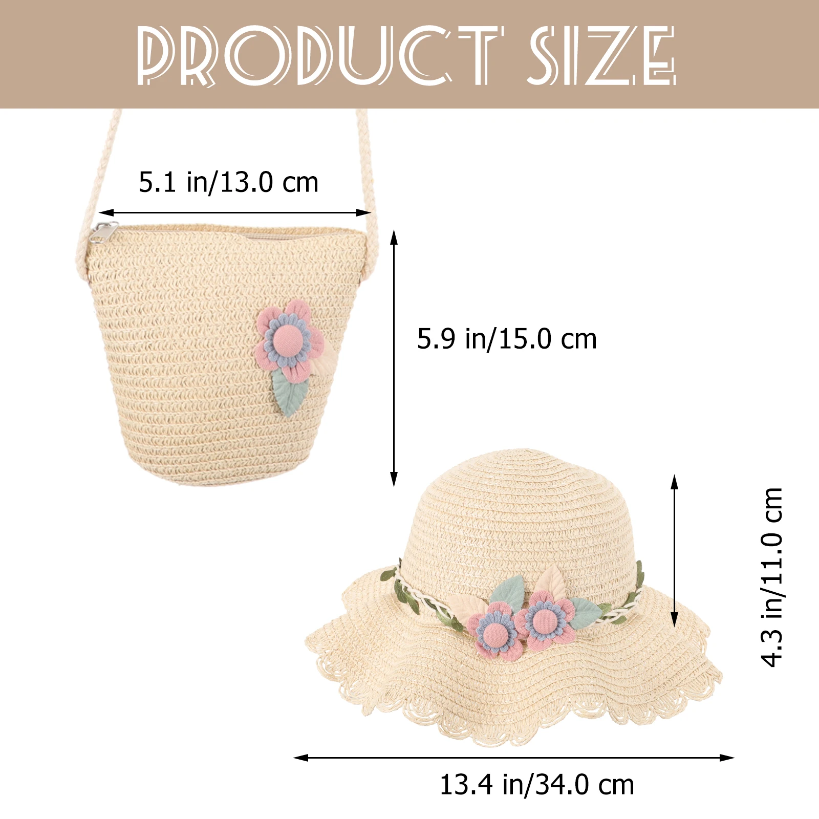 

Children Sun Hat Straw Hats for Kids Girls Summer Beach Tea Party Tote Classic Fresh Durable Practical Storage