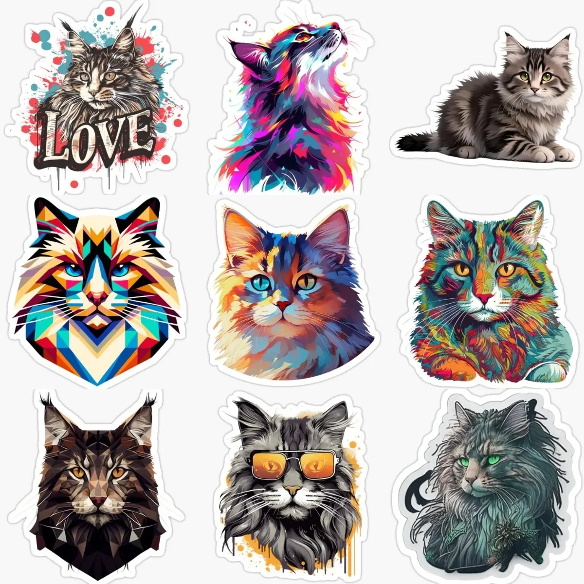 

Creative Maine Coon Cat Cute Pets PVC Stickers for Decorate Car Van Truck Fridge Room Window Wall Motorcycle Decal Accessories