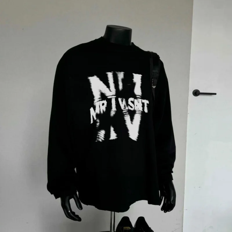 ZAZOMDE Mens Long Sleeve Cotton T Shirt Letter Print Crew Neck Casual Loose Fit Breathable Daily Wear Fall Winter Fashion Top
