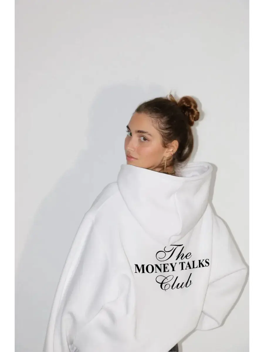 Fun Letters Back Printed White Hoodies European Young Women Oversized Hooded Sweatshirts Design Street Fashion Autumn Winter Top