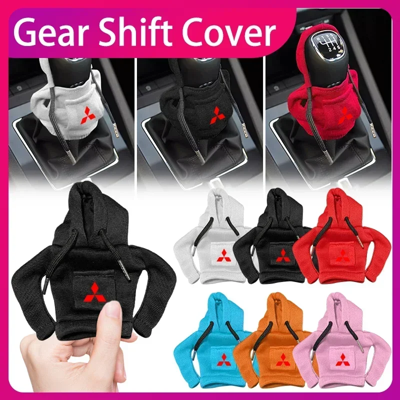 

Gear Shift Hoodie Cover Decoration Car Shift Lever non-slip Interior Decor For Mitsubishi Motors Metal Label Sticker Emblem
