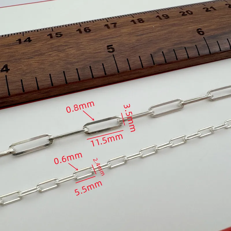 1Meter Solid 925 Sterling Silver Rectangular Chain Cross Loose Necklace Bracelet DIY Jewelry Finding Chains