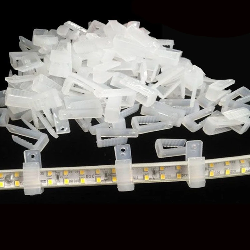Universal 8-20mm LED Strip Plastic Fix Clips Holder Connector Kitchen Lighting Accessories For 110V 220V 2835 5050 Neon Lights