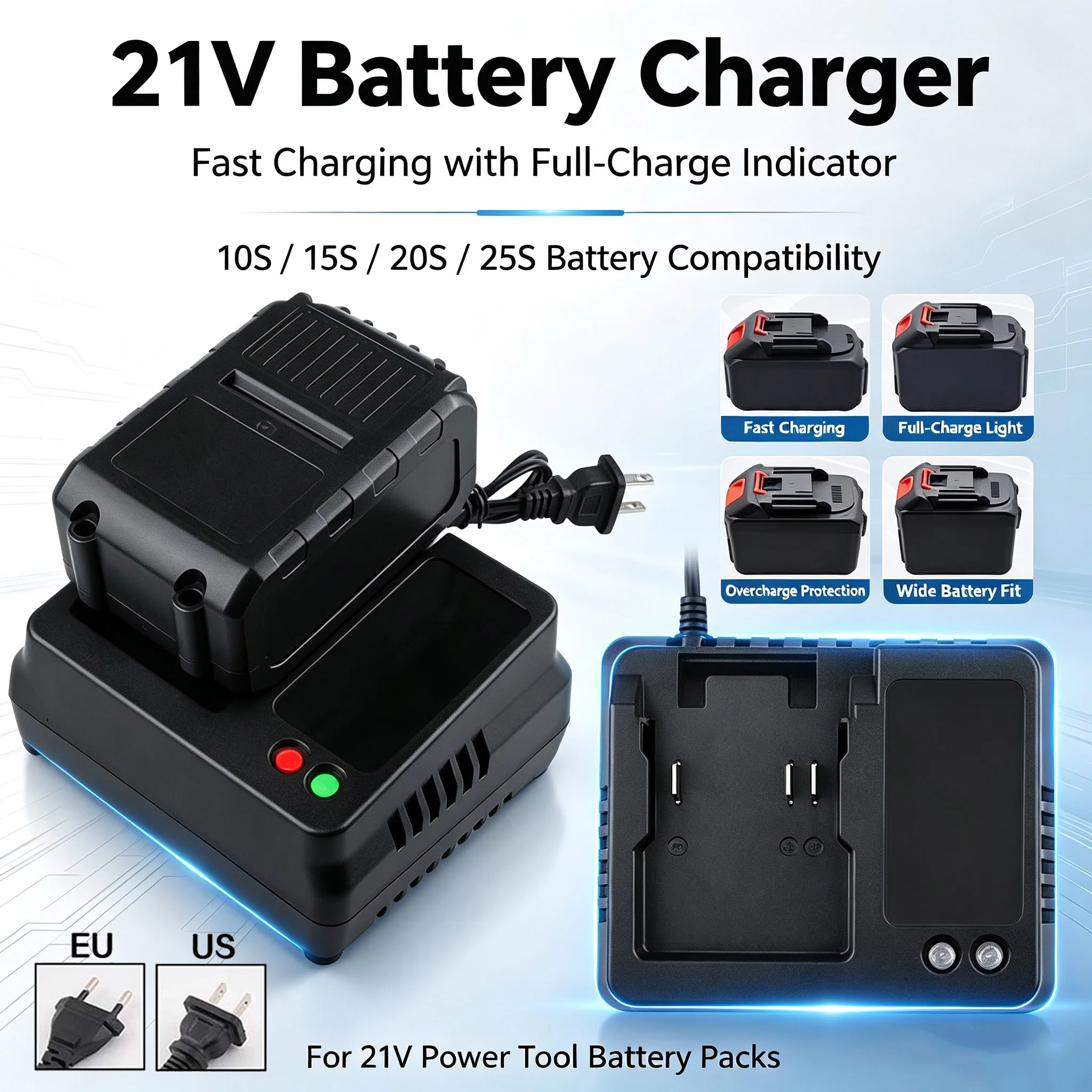 Power Tools Icon - Chargeur EU US 18V 21V pour