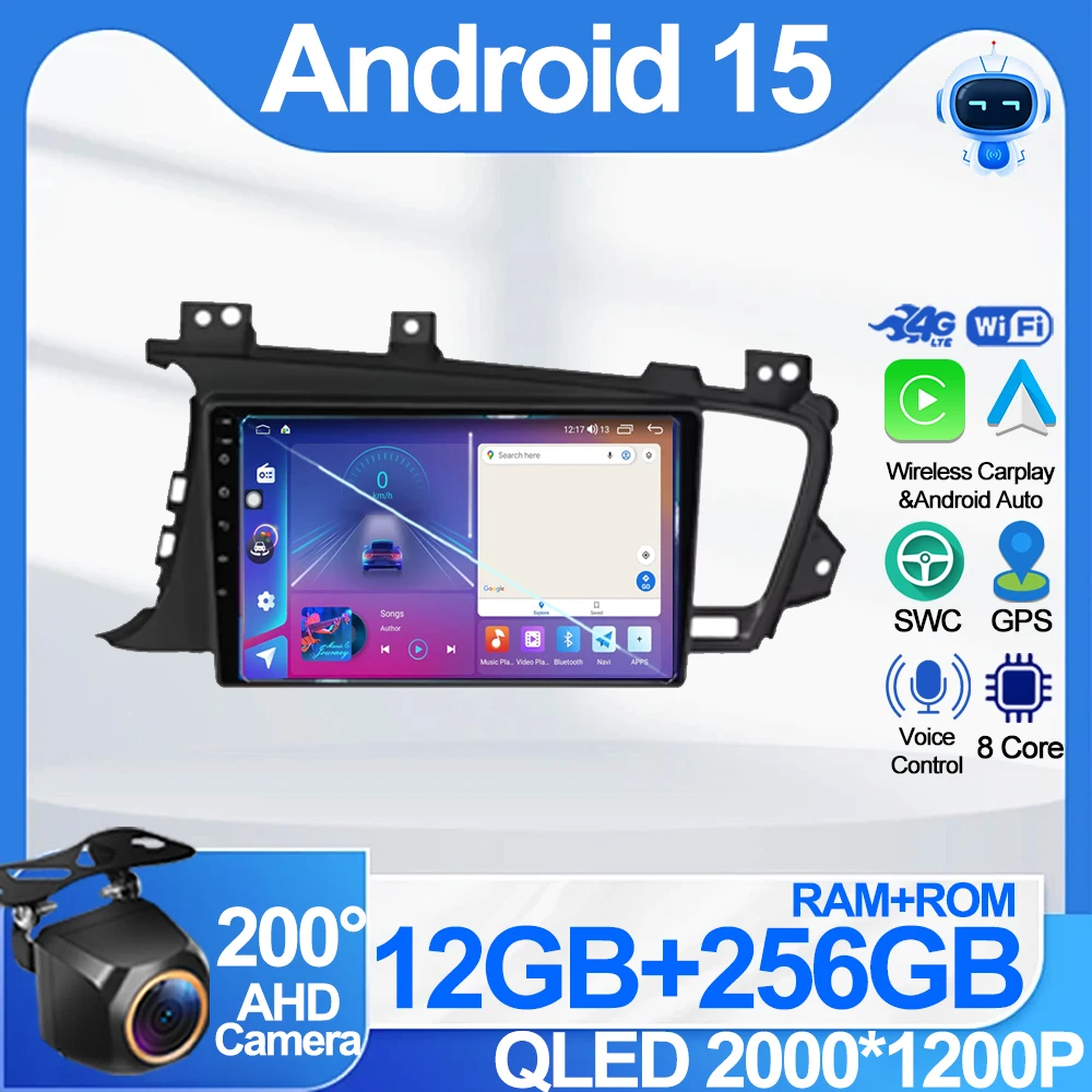 

Android 15 для KIA Optima K5 2013-2015 GPS Автомобильный радиоприемник Автомобильный мультимедийный видеоплеер 4G Головное устройство Автомобильный экран Wi-Fi без 2din DVD