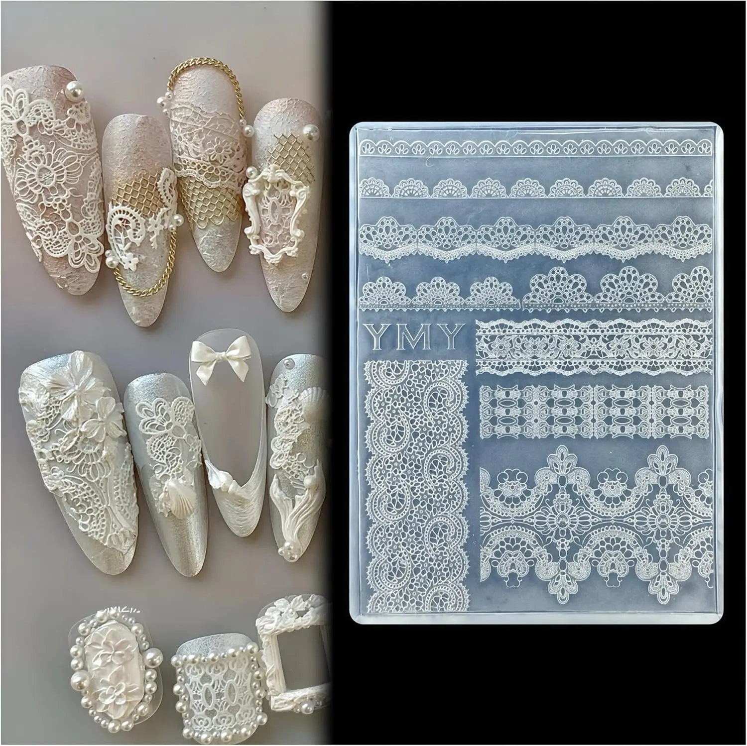 

3D Lace Nail Art Molds, Silicone Nail Tools for Y2K Decoration, Reusable Flexible Design