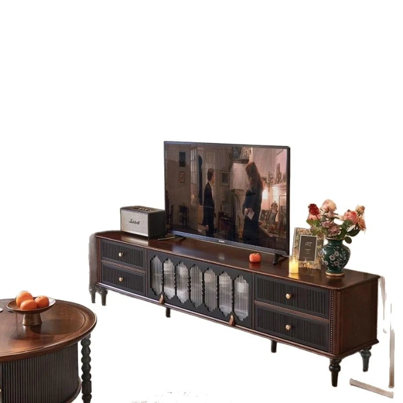 

French retro solid wood bedroom bedside table small apartment living room sofa side cabinet