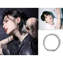 Men's Women's Round Steel Bead Bracelet Fashion Simple Jewelry Korean Idol Skz HyunJin LeeKnow Same Decorated Keychains