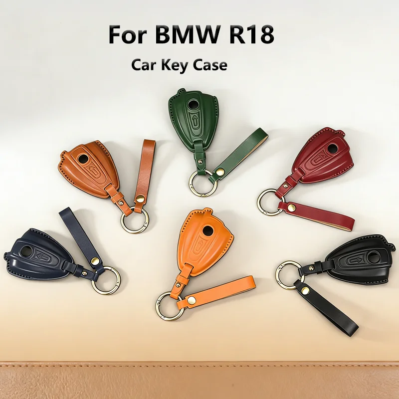 

Retro Leather Motorcycle Key Case for BMW R18 R1 2020 2022 2025 R18B R18C Car Key Fob Key Chain Car Key Case Keyring Accessories