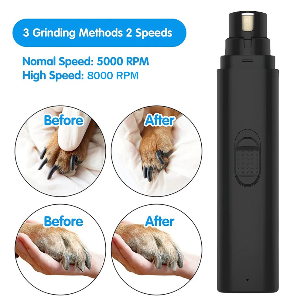 Electric Pet Nail Trimmer Painless Paws Grooming and Smoothing Dog Nail Trimmer 2-Speed for Small Medium Large Dogs Cats