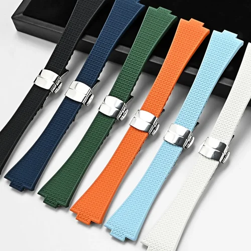 Correa de goma fluorada para Tissot PRX Powermatic mariposa hebilla hombres FKM deporte impermeable liberación rápida reemplazar correa de reloj 11/12mm