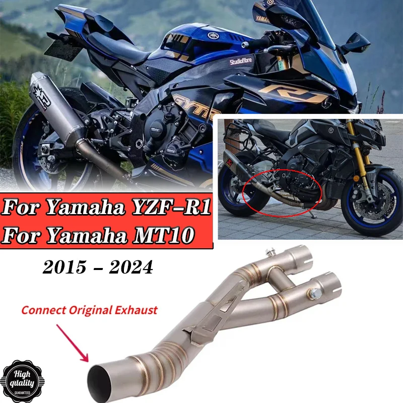 

Motorcycle Exhaust Escape System Modify Middle Pipe Connect Original Muffler Slip On For Yamaha YZF-R1 R1 R1M MT10 2015 - 2024