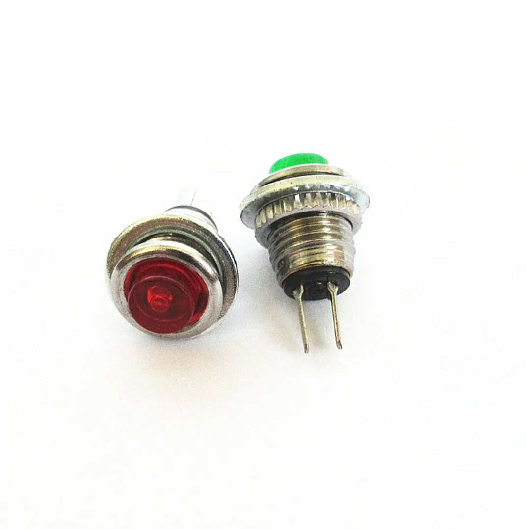 2Pcs DS-101 8MM Button Switch Mini Lockless Momentary ON OFF Push Button Micro Normally Open Switch Round Green/Red