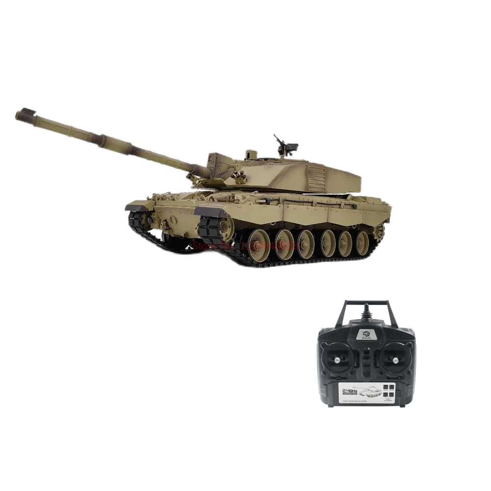 Henglong-Tanque de Batalha Principal de Controle Remoto, Brinquedo Modelo Militar, Multifuncional, Combate, Challenger Britânico 2, 7.0 Edition, 1:16, 3908-1