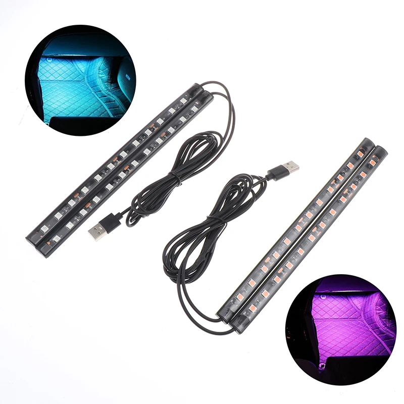 

24 Lights One Tow Two Single-color Car Foot Floor Decoration Bulbs Interior Atmosphere Light RGB LED Strip Lamp USB Neon Strips