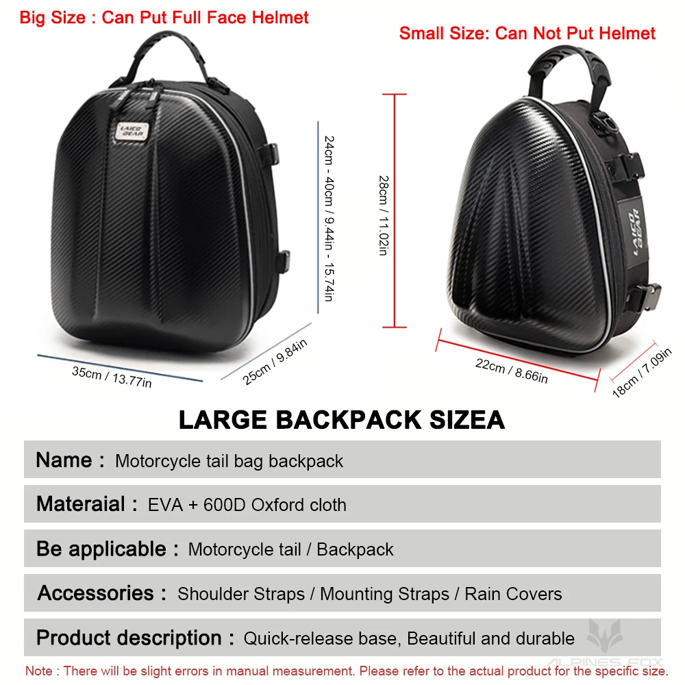 Multifunctional Motorcycle Tail Bag Waterproof Motorbike Rear Back Seat Bag Moto Helmet Travel Bag Rider Backpack
