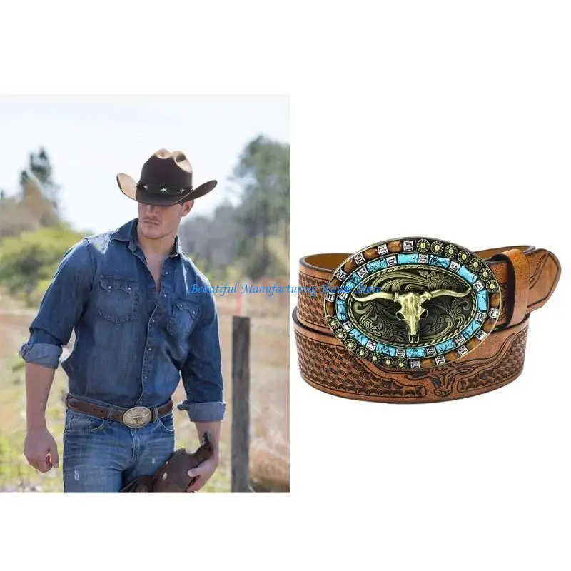 E56A العرقية نمط رجل حزام خصر مع الإغاثة الثور رئيس مشبك قابل للتعديل مشبك حزام خصر كل مباراة فساتين معطف حزام الخصر