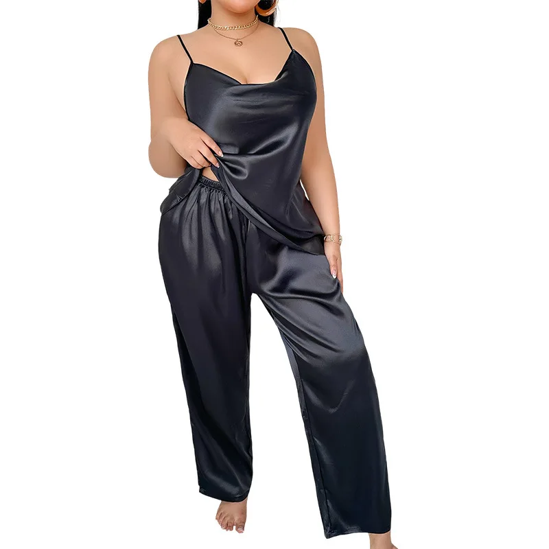 

Women's Sleep Lounge Suspenders pants two-piece Pajamas Set Sexy casual Summer Home wear Loungewear SetsImitation Silk