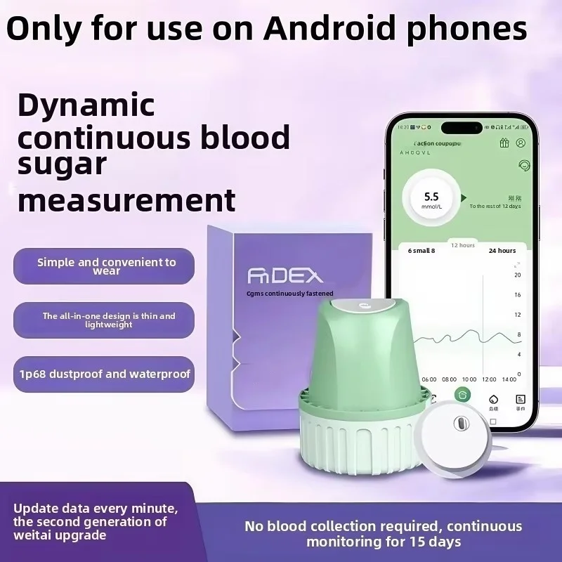 Medidor de glucosa en sangre Free Style Libre, sensor dinámico no invasivo de glucosa en sangre, monitoreo de glucosa en sangre las 24 horas durante 15 días en