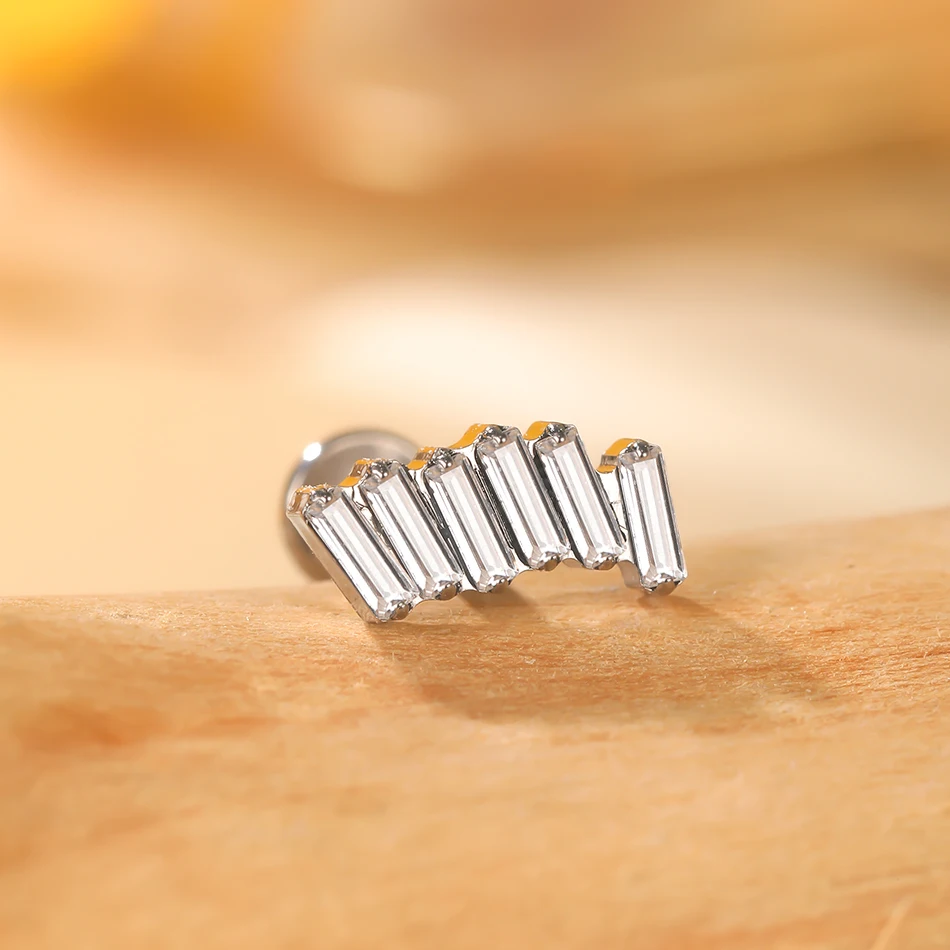 1 قطعة التيتانيوم زركونيا دولفين فراشة وأقراط داخليا الخيوط اللولب الزنمة Labret ثقب مجوهرات للجسم #5