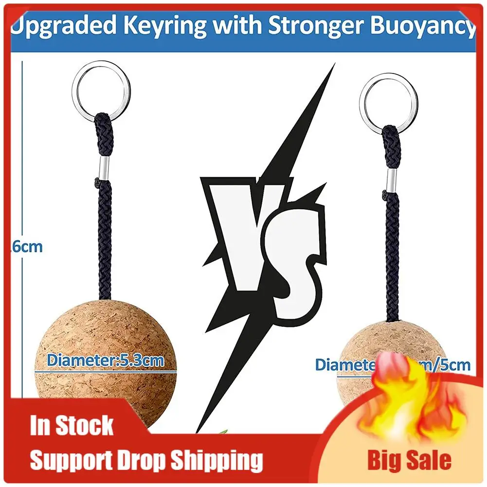 A35F New Floating Cork Keyring, Floatable Wooden Ball Key Chain For Water Sport Accessories Swimming Diving Fishing Swimming