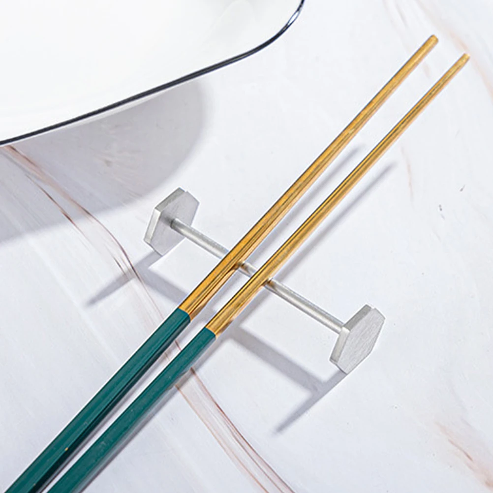

2 Pcs Chopstick Rest Stainless Steel Holder Utensil Cutlery Stand Spoon Storage Rack Silver Holders Chopsticks