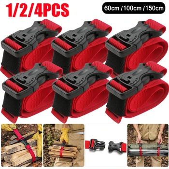 1/2/4Pcs Pportable Cargo Tie Down Bagage Riem Snelsluiting 50/100/150Cm Bagage Veilige Riem Voor Camping Wandelen