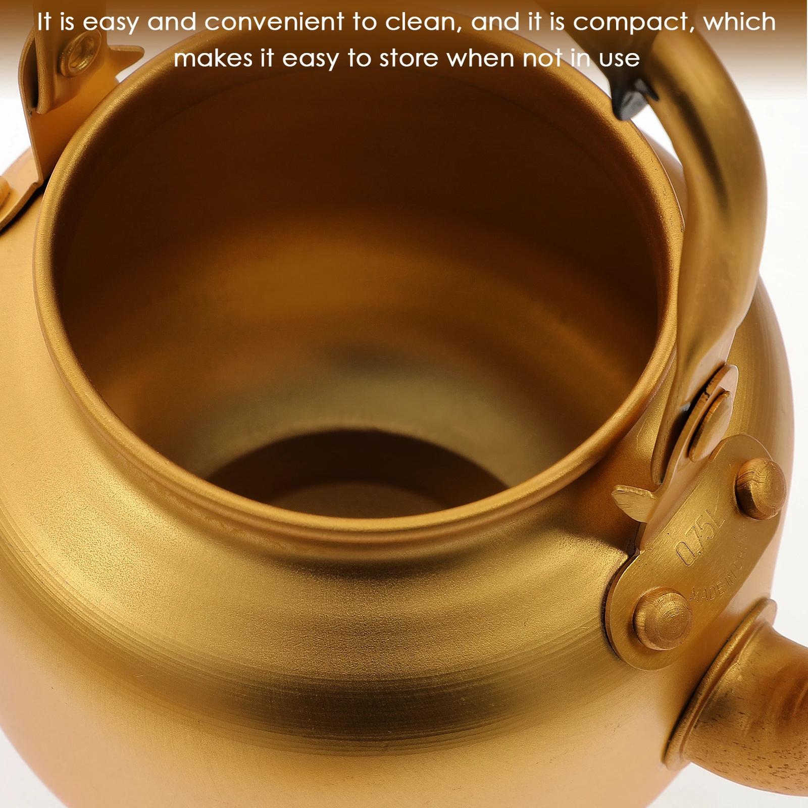 

1pcs Aluminum Alloy Stovetop Kettle Anti-scald Handle Foldable Retro Pot Coffee Kettle Household Kitchen Practical