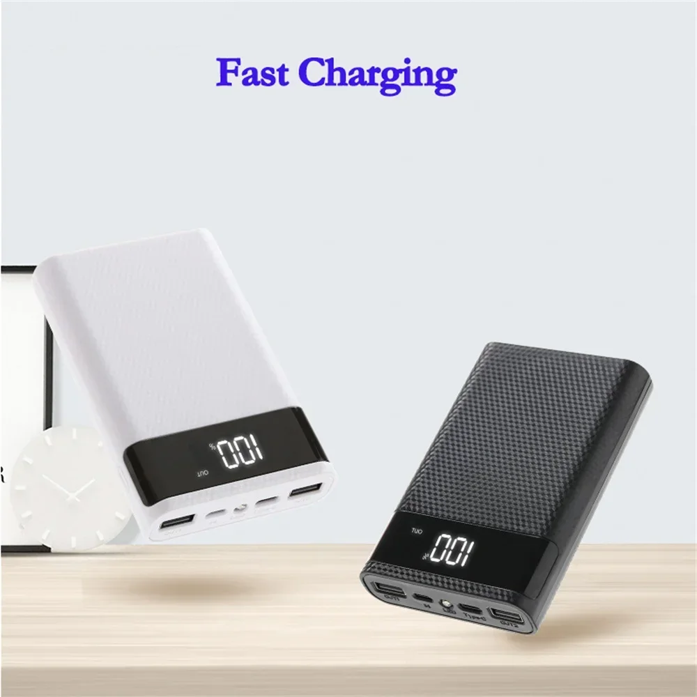 4x18650 Battery DIY Power Bank Case Charge Storage Box 5V Dual USB Type C Android Micro USB Interface For Smart Phones