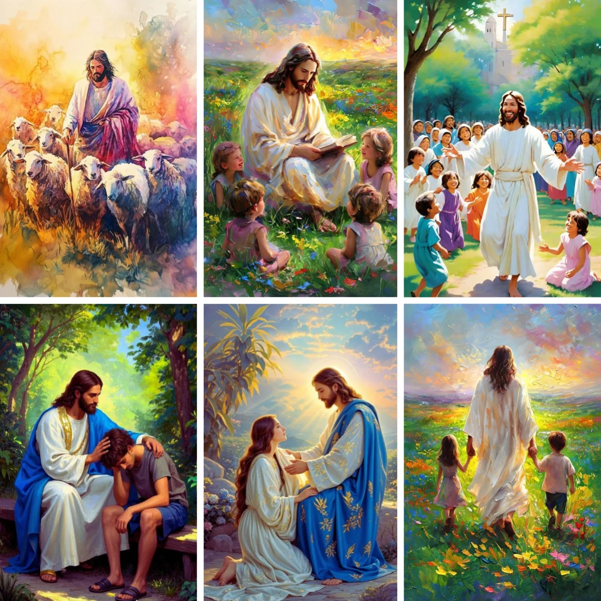 

5d Diy Diamond Painting Full Square Round Drill Savior Jesus Loves You , I Am A Child of God Wall Art Diamond Embroidery Decor