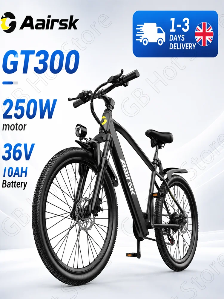 AliExpress NONE Aairsk GT300 Adult Electric Bike 250W Brushless Motor 36V10AH Lithium Battery With Dual Shock Absorption System Electric Bike 26-inch Tires Suitable For Mountain Riding Electric Bike