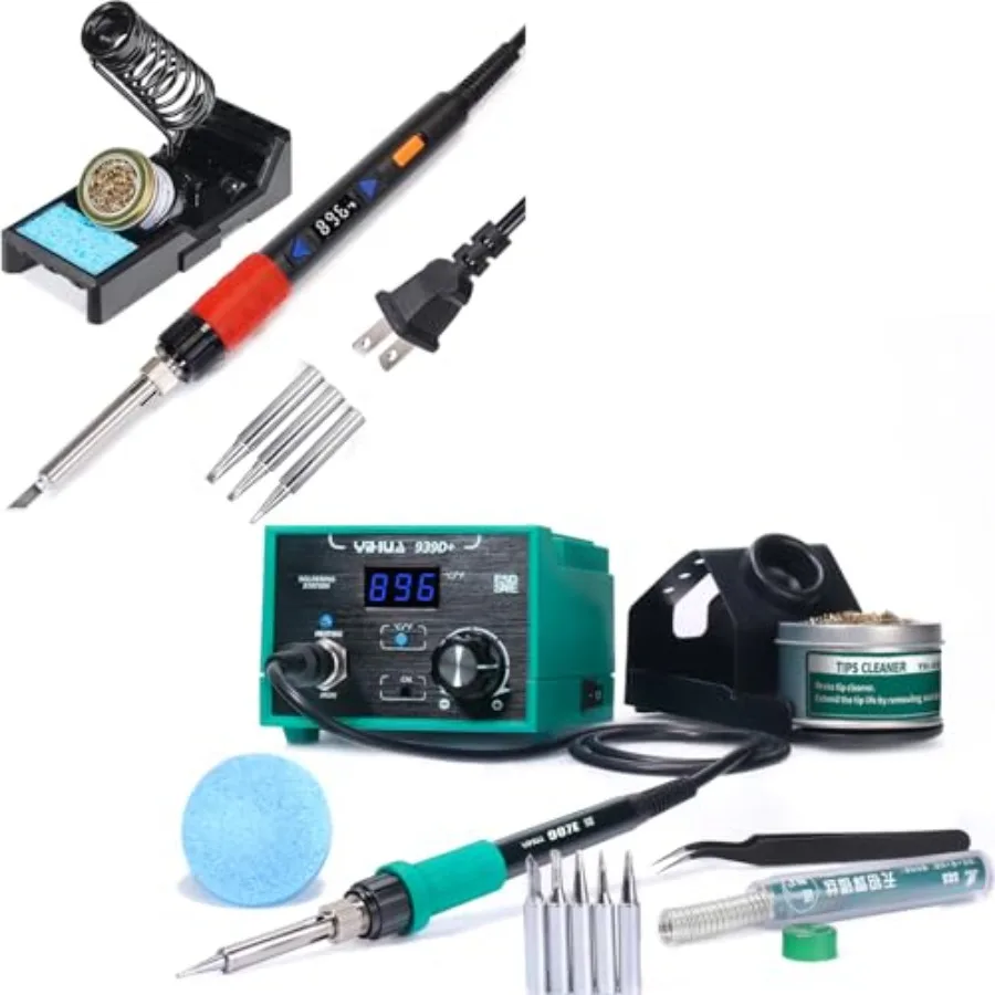 

939D+ Professional Soldering Station Green bundle with 928D-III High Power Soldering Iron as Secondary/Backup with Iron Holder,