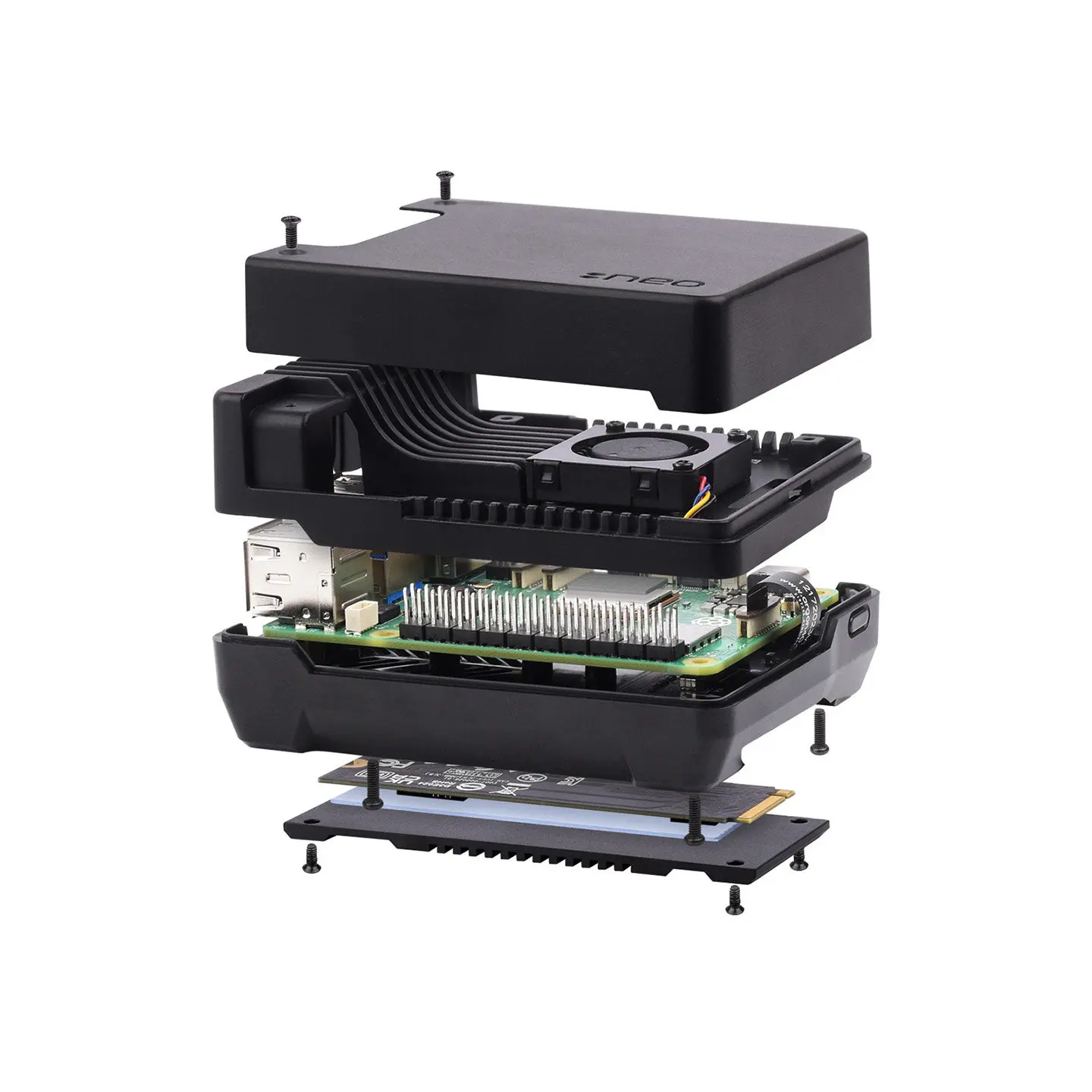 Woli Weixue Raspberry Pi 5 shell ARGON NEO aluminum alloy chassis with built in PWM cooling fan metal shell