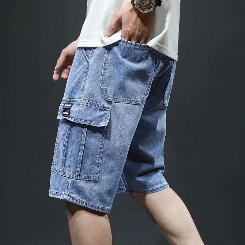 

Summer Thin Men's Jeans orts Trendy Loose Straight Cut Five-Quarter Pants Korean Sle Retro Japanese Sle Casual Jeans