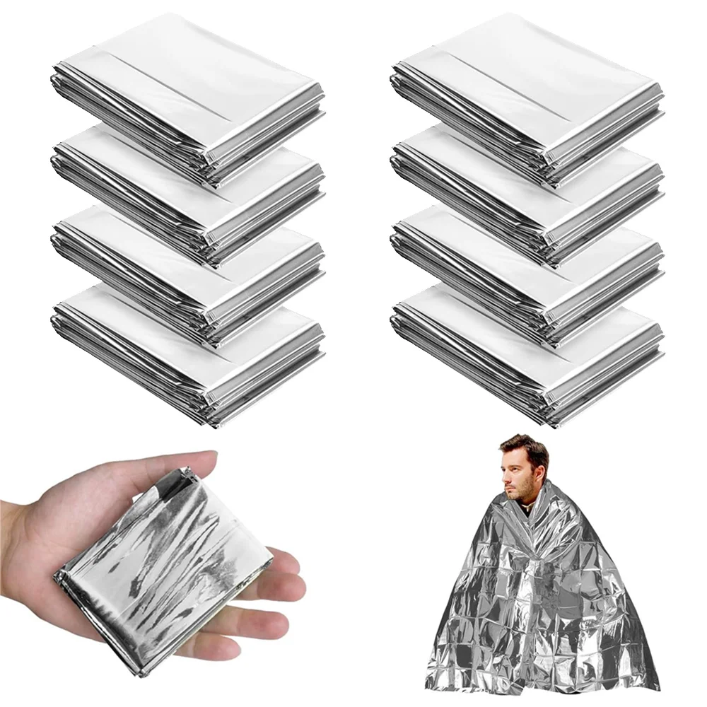 8pcs Emergency Blanket, Emergency Foil Blanket– Survival Thermal Blanket Perfect for Outdoors, Hiking, Survival