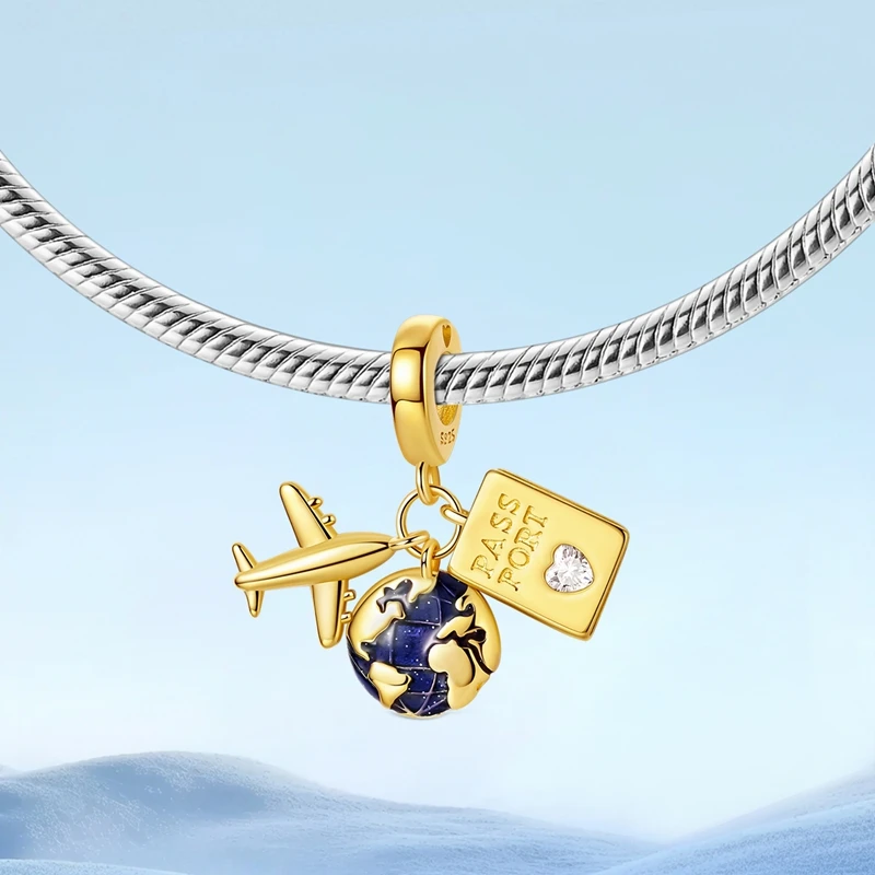 925 Sterling Silver Clover Charms Beads Golden Pets Dog Chameleon Firefly Pendant Fit Women Original Bracelet DIY Christmas Gift