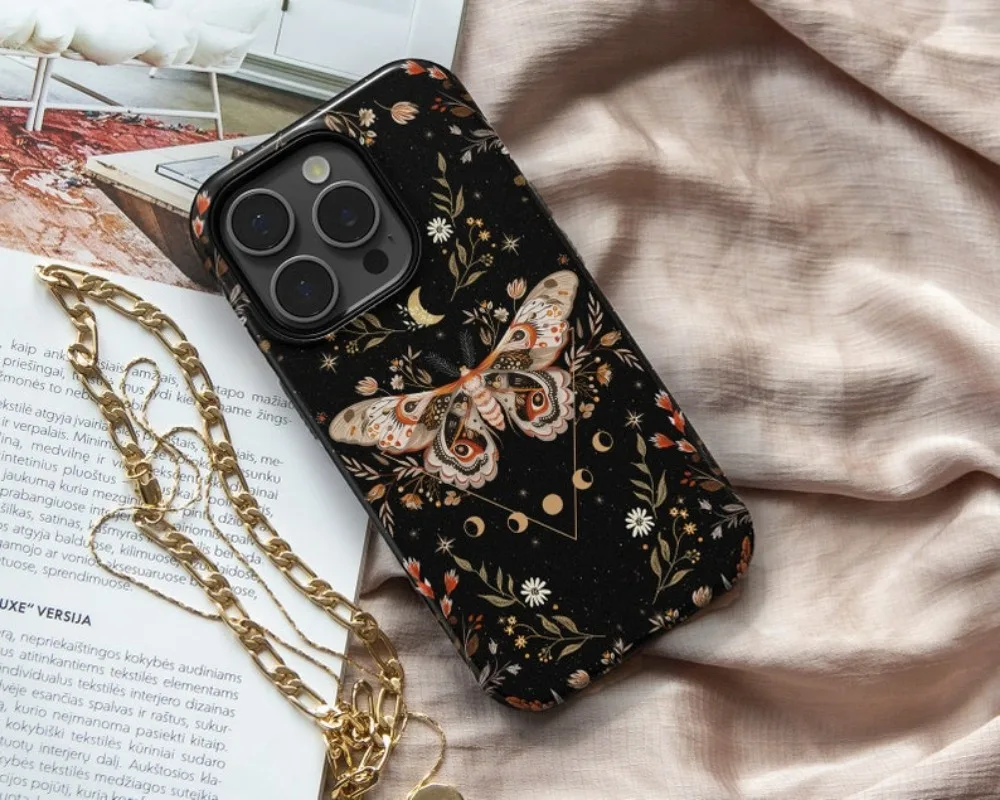 Moth Celestial Phone Case For IPHONE 16 15PRO MAX 14 13 12 11 Acrylic TPU Two in one magnetic Phone Cases