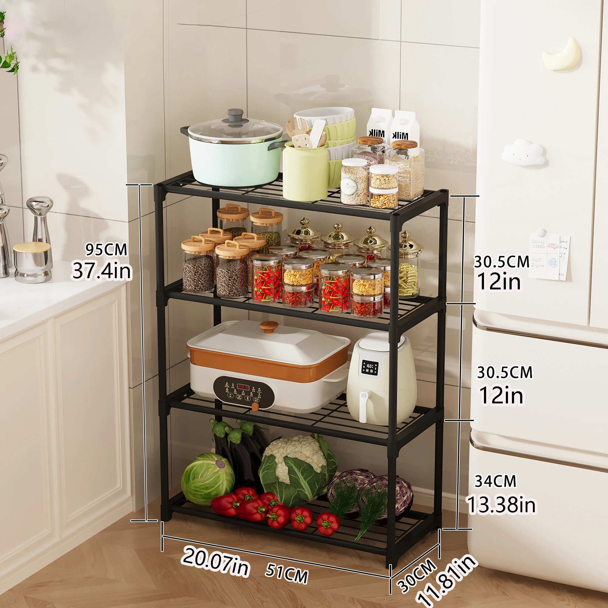 多機能な床置き型収納ラックは、様々な段数で利用可能で、異なる - Kitchen Appliances In Store のレビューと価格