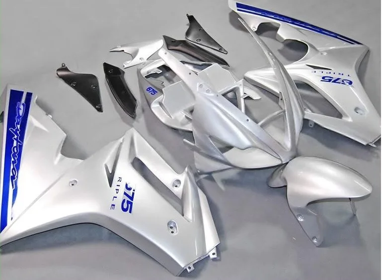 H-For Triumph Daytona675 06 07 08 Fairings  Daytona675 2005 2006 2007 2008  Silver, blue Motorycycle Fairing