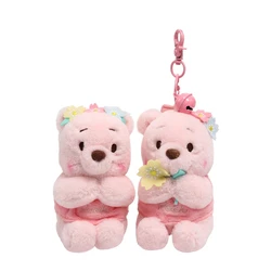 12cm Disney Plush Toys Fantasy Sakura Winnie Bear Pendant Bag Accessories Keychain Bag Car Pendant Valentine's Day Gift