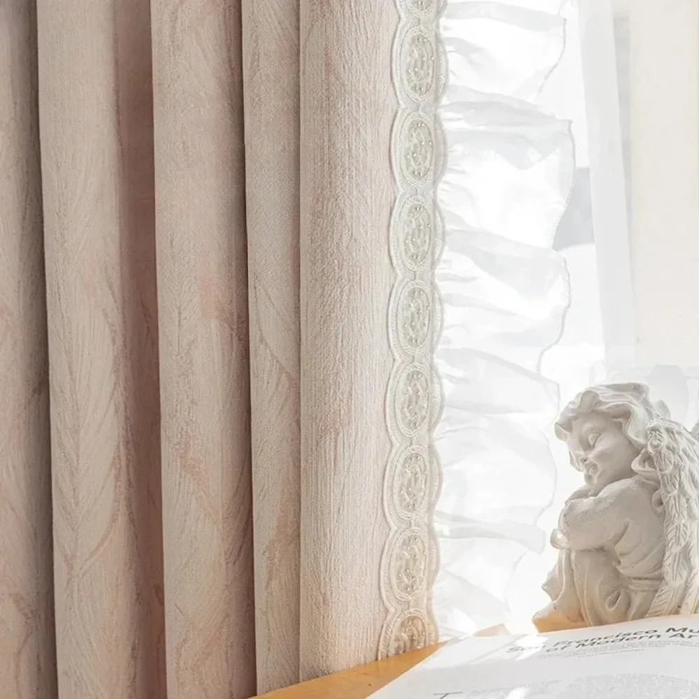 

Chenille Light Luxury Blackout Curtain Creme Fraiche Wind Curtains for Living Room Bedroom Window Screen Custom Size Solid Color