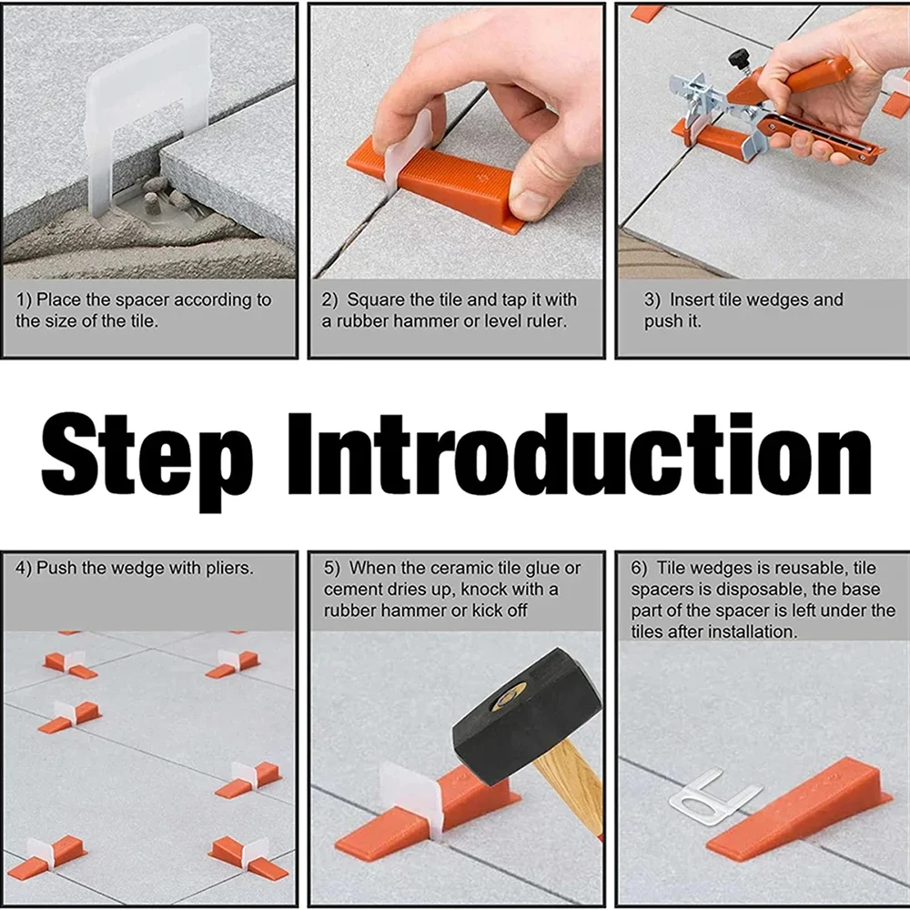 Tile Leveling System Clips 100 Pieces Tile Spacers 2MM for Ceramic Tile Laying Leveling Construction Tools