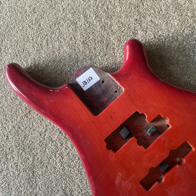 JB168 Active Pickups Electric Bass Body Semi Finishing Transparent Red Color PJB Bass Replace and DIY