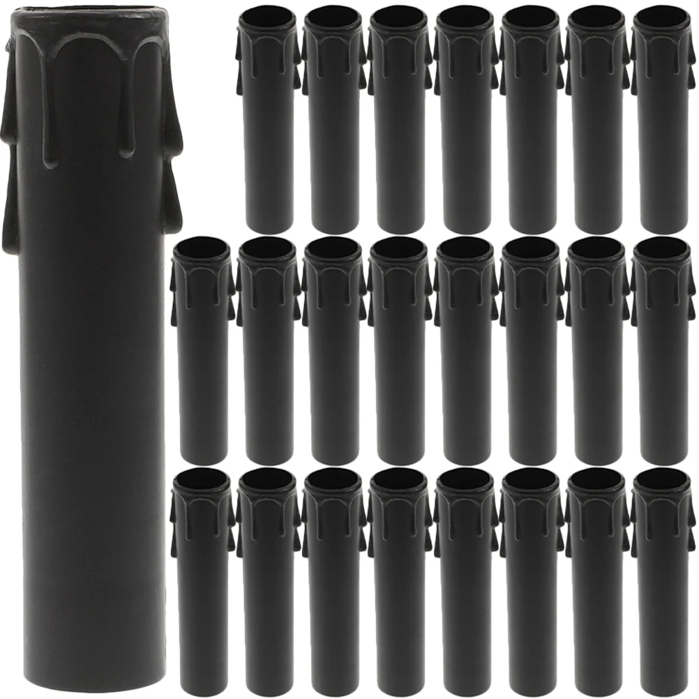 

24 Pcs Tear Tube Light Socket Cover Covers Chandelier for Base Sleeves Black Tall