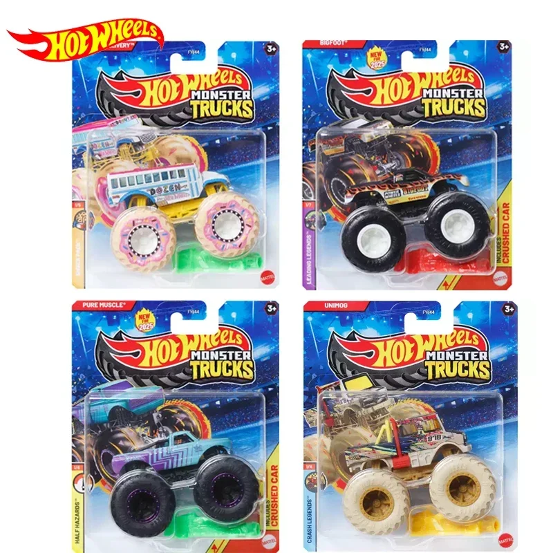 Original Hot Wheels Car Monster Trucks Toys for Boy 1/64 Diecast Dozen Delivery Unimog Big Foot Gotta Pure Muscle Scratch Attack