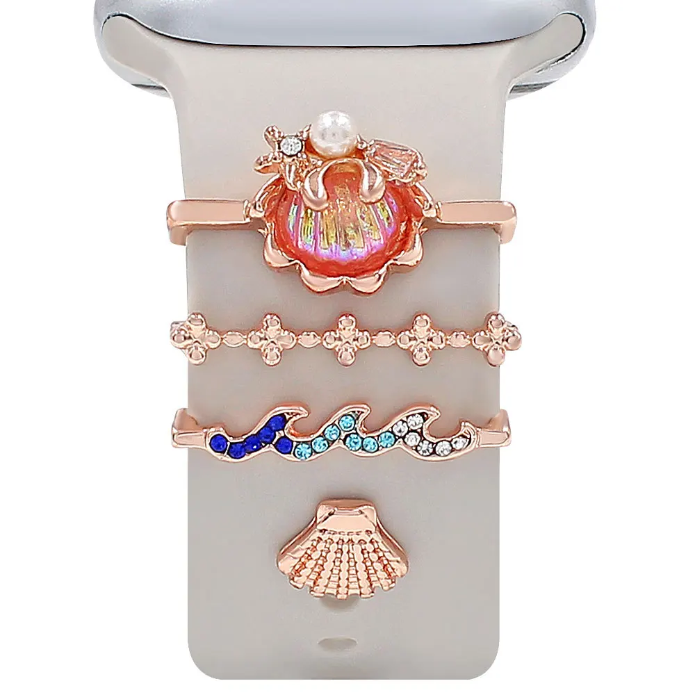 

Ремешок из морской ракушки, декоративное кольцо, металлические ювелирные изделия, украшение для браслета, модные подвески, украшение для Apple Watch Band