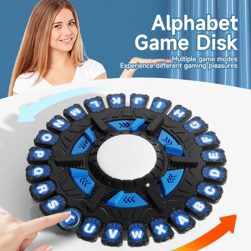 

Crazy Alphabet Board Game - 24-Key Spinning Wheel for Family Fun & Interactive Learning!