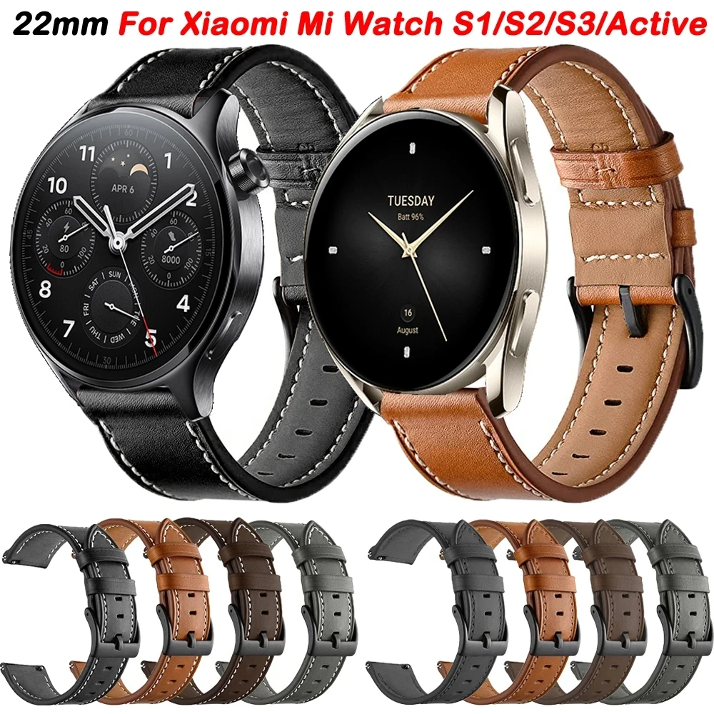 20 22mm PU Leather Wrist Strap Band For Xiaomi Watch S3/S2/S1 Active/ Pro Replacement Watchband For Xiaomi Watch 2 Pro Bracelets